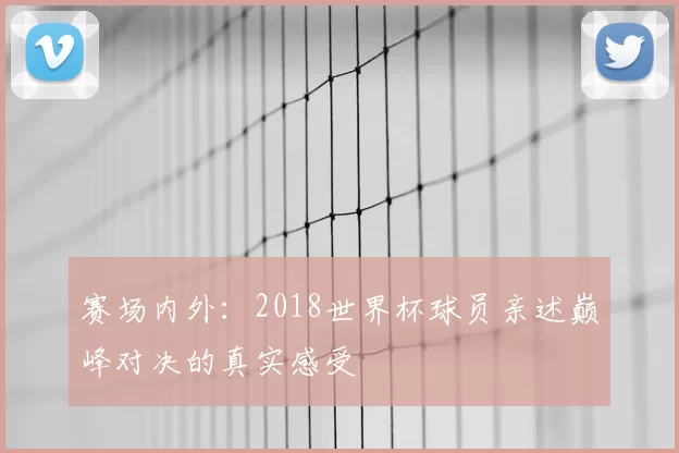赛场内外：2018世界杯球员亲述巅峰对决的真实感受